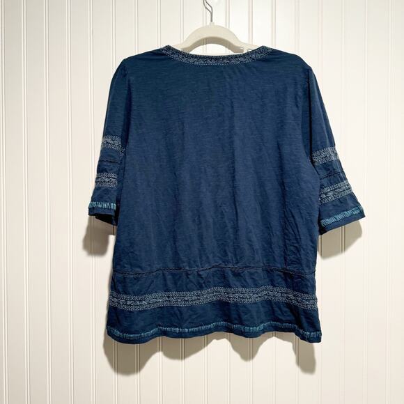 Sundance Blue Cotton Embroidered Boho Top Size Medium - Picture 5 of 5